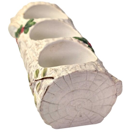 Yankee Candle Birch Log Tea Light Holder 3 Cup Holly Berry Winter Christmas Xmas - Picture 5 of 11